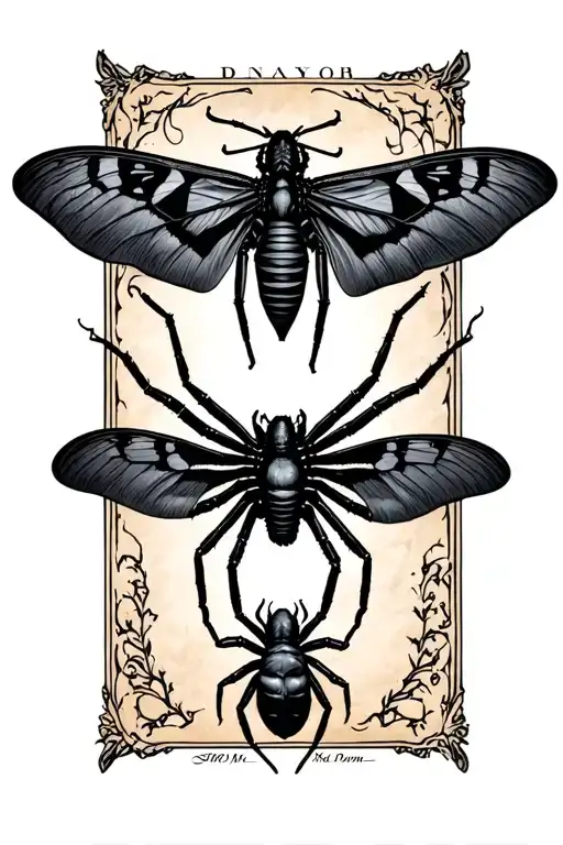 Ouija With Black Widowspider And Deathshead Moth Surrounded