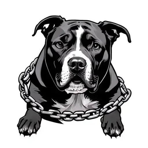 Grim Reaper Holding Pitbull On Chain