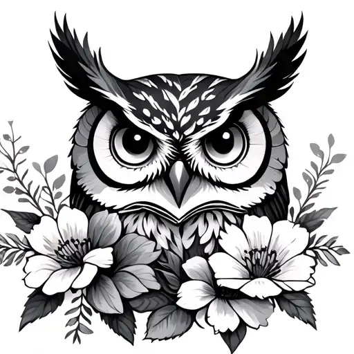 Owl And Flowers