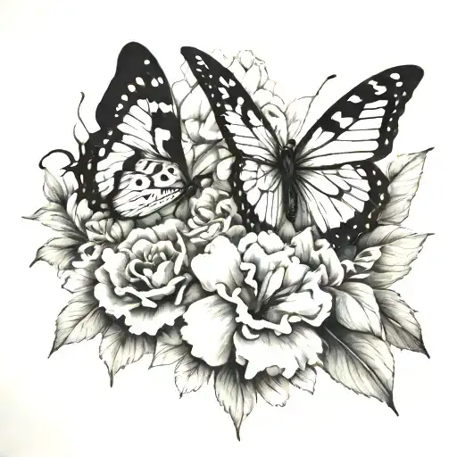 Butterfly And Carnation