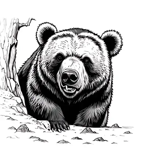 Bear Coming Out Cave Mad