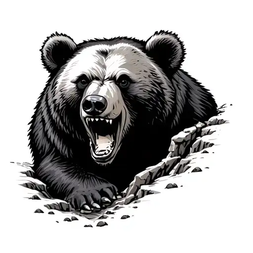 Bear Coming Out Cave Mad