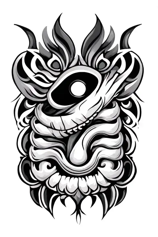 Tribal Stomach Tattoo Symetrical