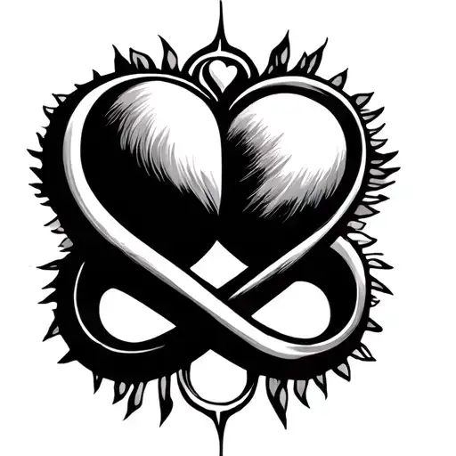 Infinity Symbol With Heart Connected At The Top And Halo Above Both