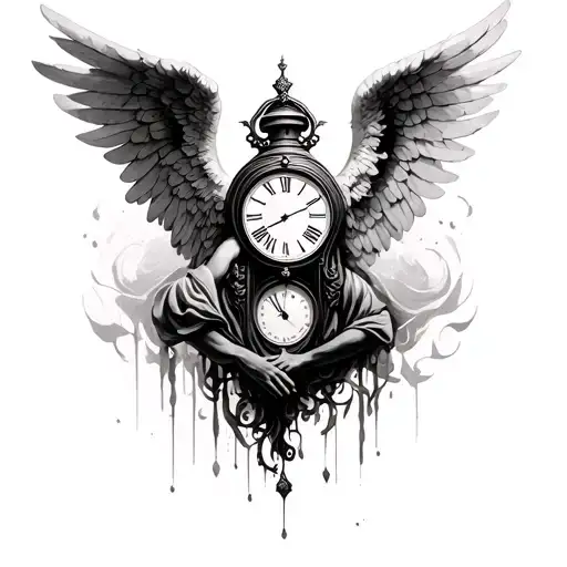 Angel With A Clock Surrounded