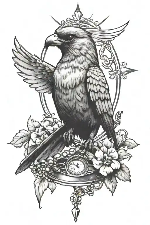 A Manly Tattoo With A Rosary Around The Hand With The Holy Spirit Bird On Top