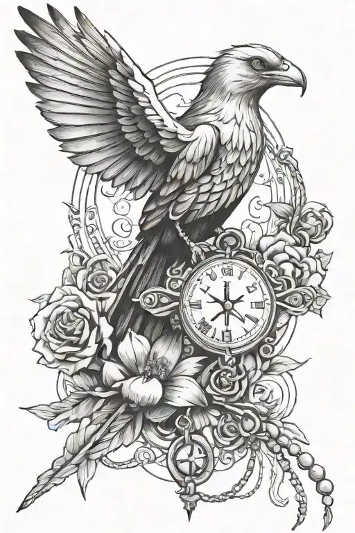 A Manly Tattoo With A Rosary Hand By The Holy Spirit Bird On Top