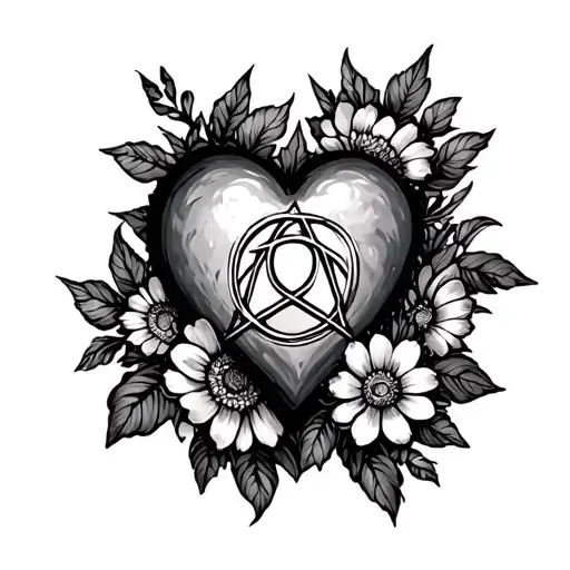 Heartagram Surrounded By Flowers