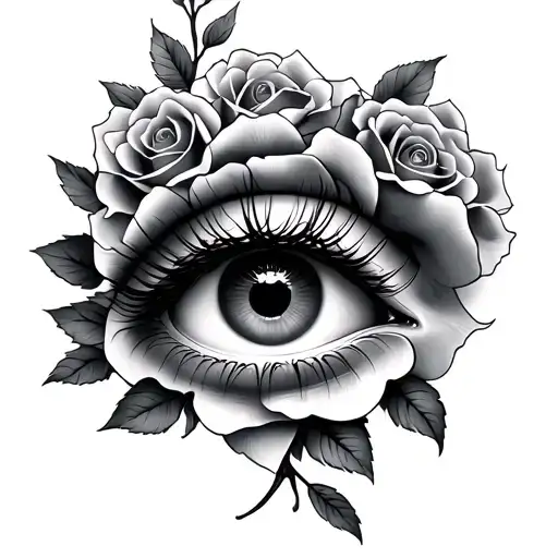 Eyes With Roses Blooming