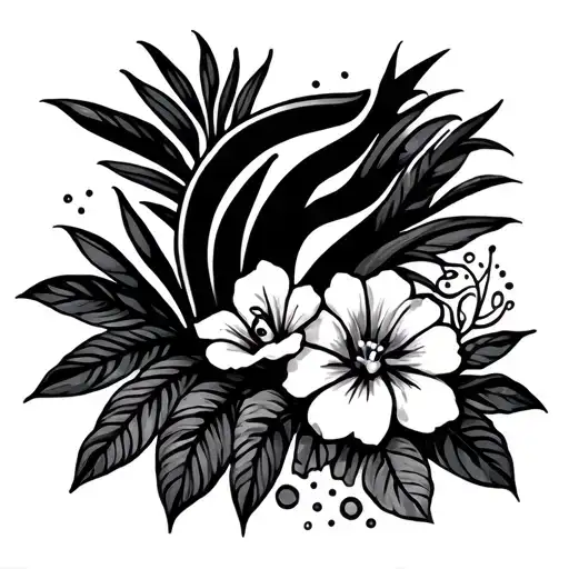 Puerto Rico Island With Flowers And Taino Signs