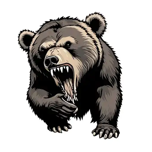 Snarling Grizzly Bear Holding