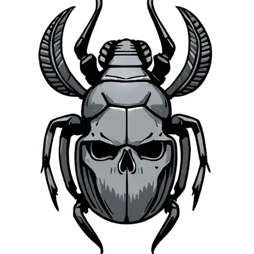 Egyptian Scarab With Skull As Body Stencil