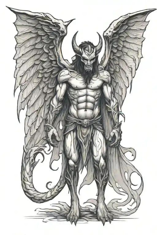 Demon With Leathery Wings Standing Facing Forward