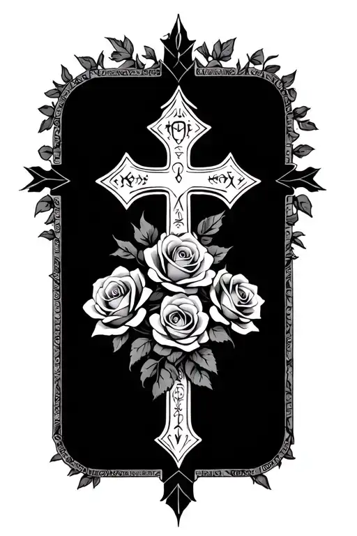 Orthodox Cross With Roses Intertwined