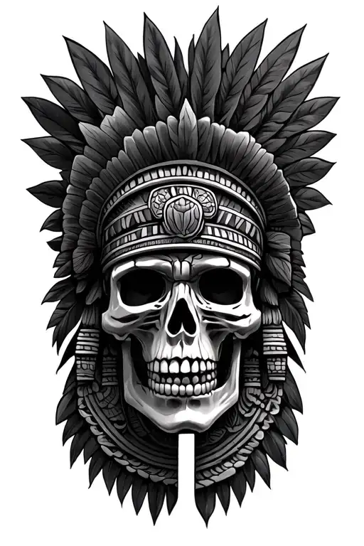 Two Mayan Skeletons With Headdress