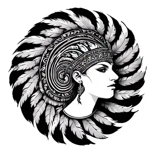 Fibonacho Spiral Merged With Feathered Headress