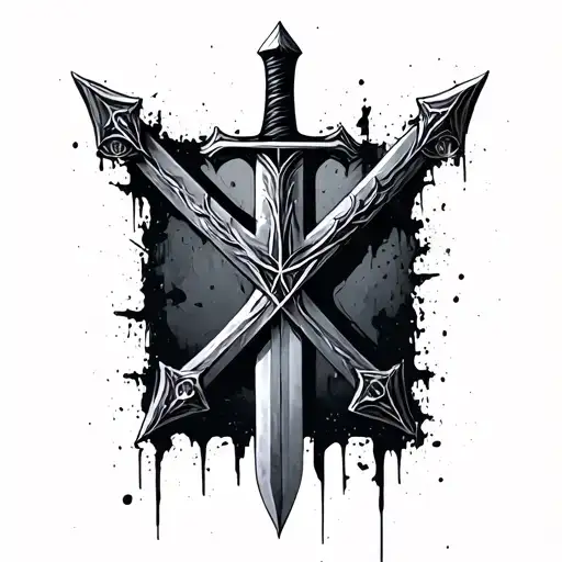 A Grunge Design Of A Sword That Resembles A Cross