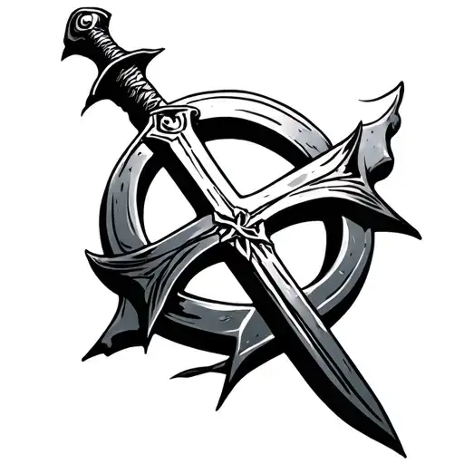 A Grunge Design Of A Sword That Resembles A Holy Cross