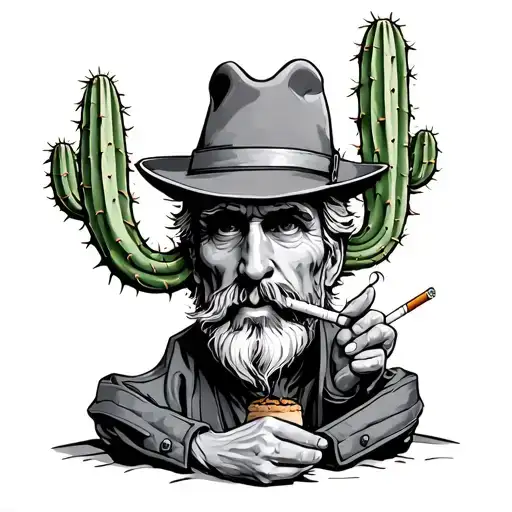 Cactus Man Holding A Cigarette