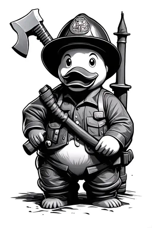 Rubber Duck Firefighter Holding Axe