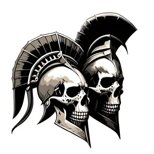 Skulls With A Spartan Warrior
