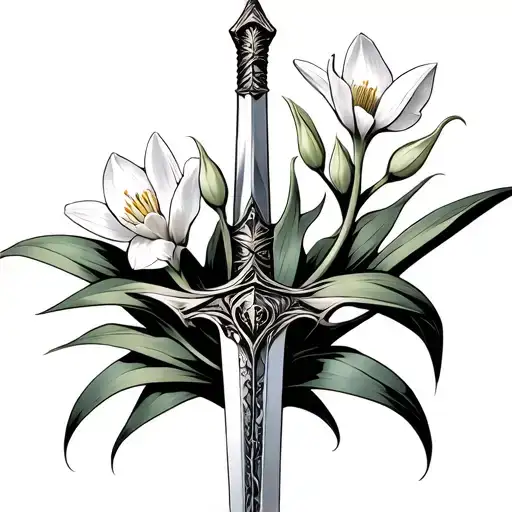 Use A Sword As A Base And Add Narcissus Flower Budding Off Of It