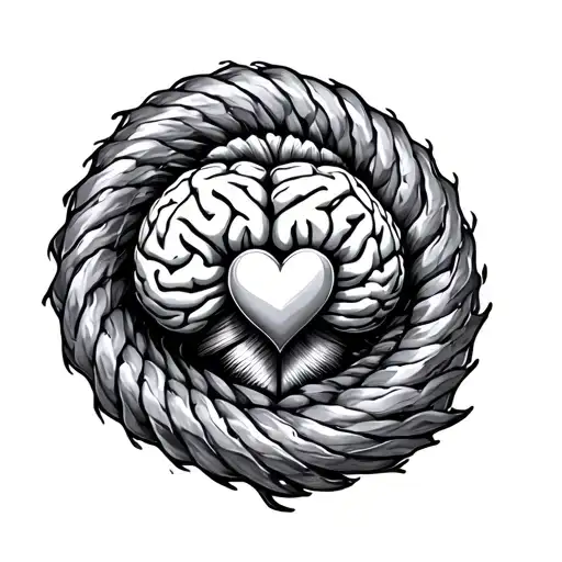 Fibonach Spiral With Heart And Brain