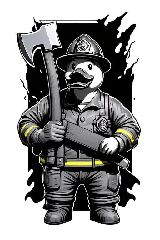 Rubber Duck Fit Firefighter Holding Axe