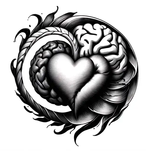 Fibonachi Spiral With Heart And Brain