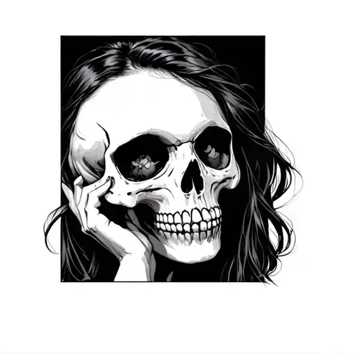 Girl Riping Face Off To Reveal Skull