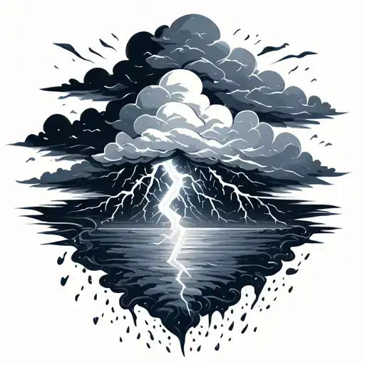 Cloud Storm With Lightning And Rain Cloud