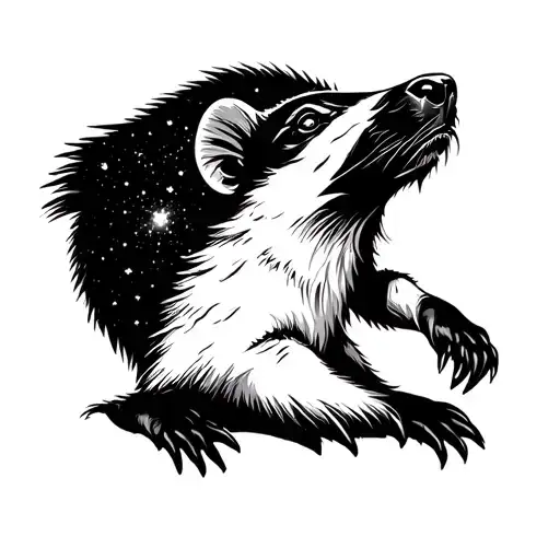 Honey Badger With A Nebula Behind It From Top Right