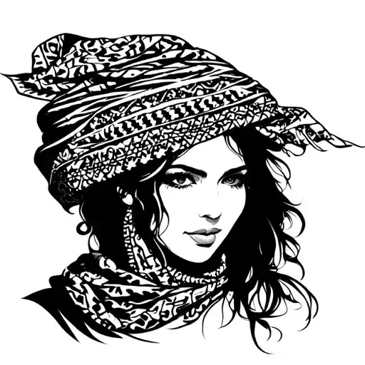 Woman With Keffiyeh On The Face