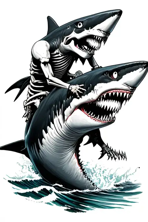 Skeleton Riding A Shark