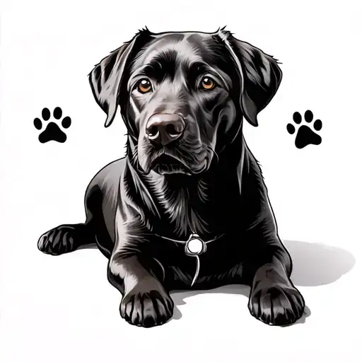 Labrador And Paw Prints