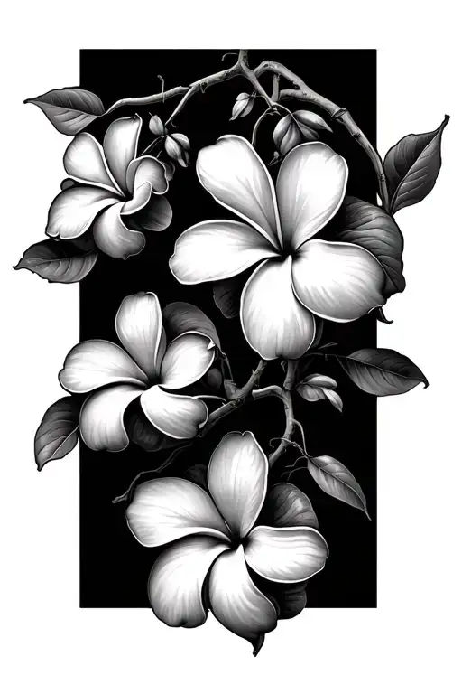 Five Frangipanis Evenly Spaced Along A Vine Wrapping