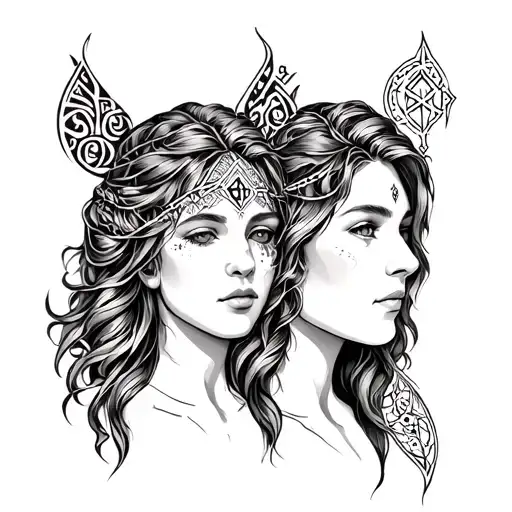 Matching Couple Tattoo Using Nordic Runes Only