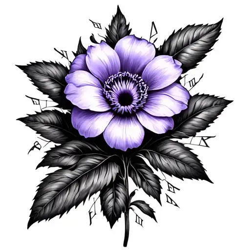 Violet Flower With No Stem And Roman Numerals