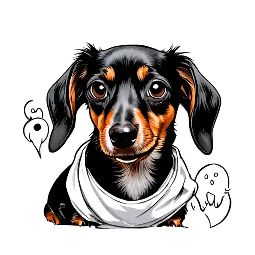 Daschund With Ghost Costume Inspired