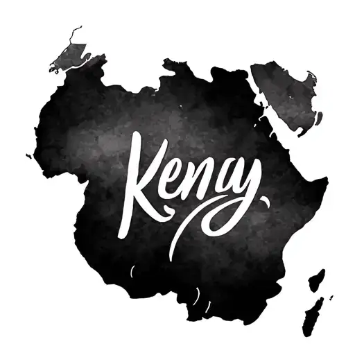Map Of Africa With Kenya Cursive Across Middle