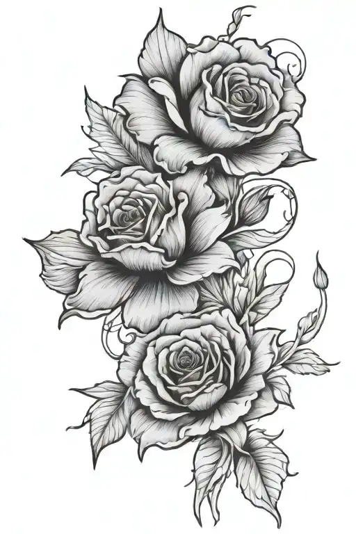 Rose And A Poppy And A Lily Flower