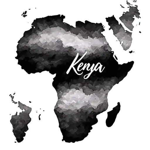 Map Of Africa Outline With Kenya Cursive Across Middle
