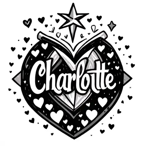 The Name Charlotte With Hearts And North Star