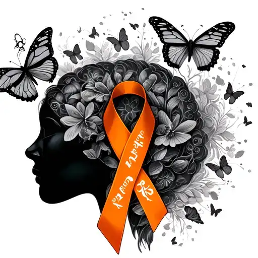 Multiple Sclerosis Myelin With Butterflies And An Orange Ribbon With The Words Keep S'myelin