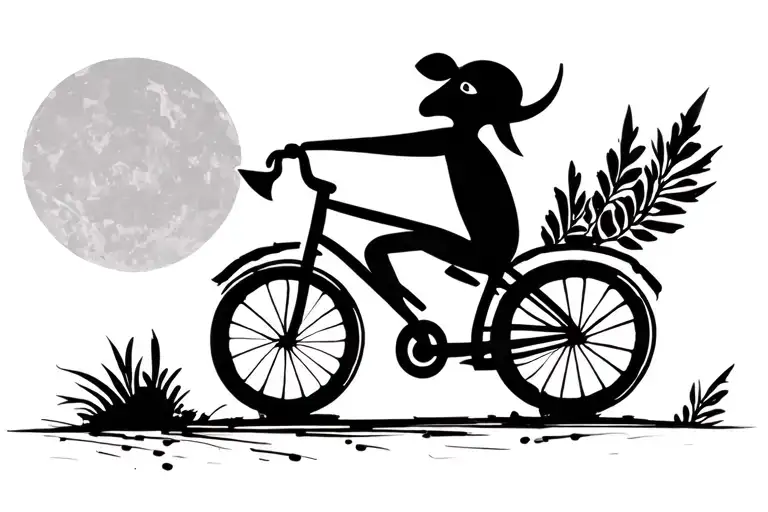 Kokopelli Stick Figure On A Bike Silhouette