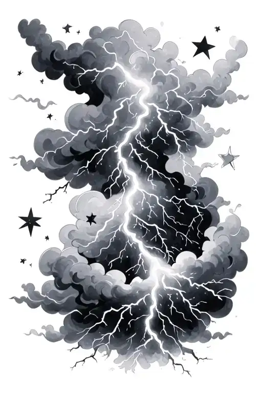 Stars And Lightning Storm Clouds
