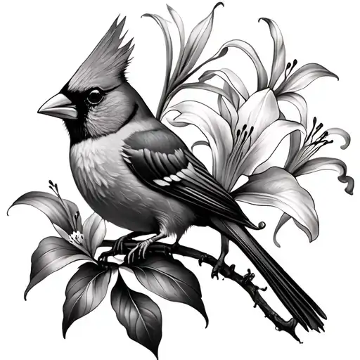 Cardinal & Lily Flower