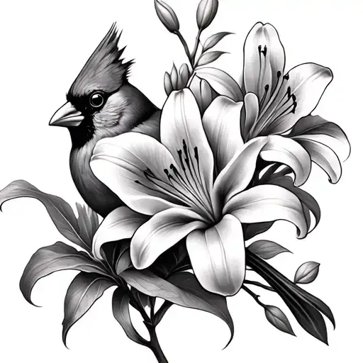 Cardinal & Lily Flower