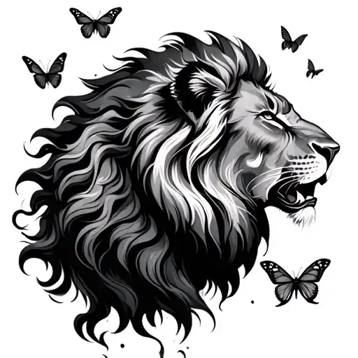 Lions And Butterflies Flying