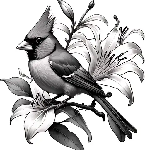 Cardinal & Lily Flower